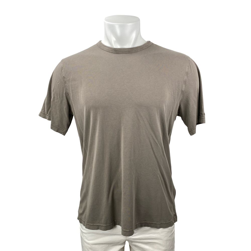 Aman Natural Dye Men's Beige Crewneck Basic Short Sleeve T Shirt Tee Top Size M